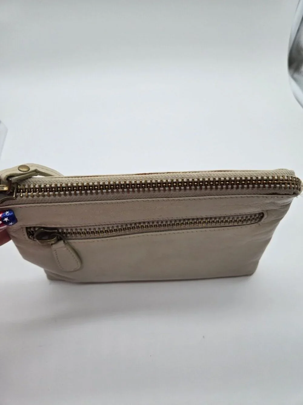 Latico Soft Tan Leather Wristlet Clutch Zip Pouch Organizer Bag